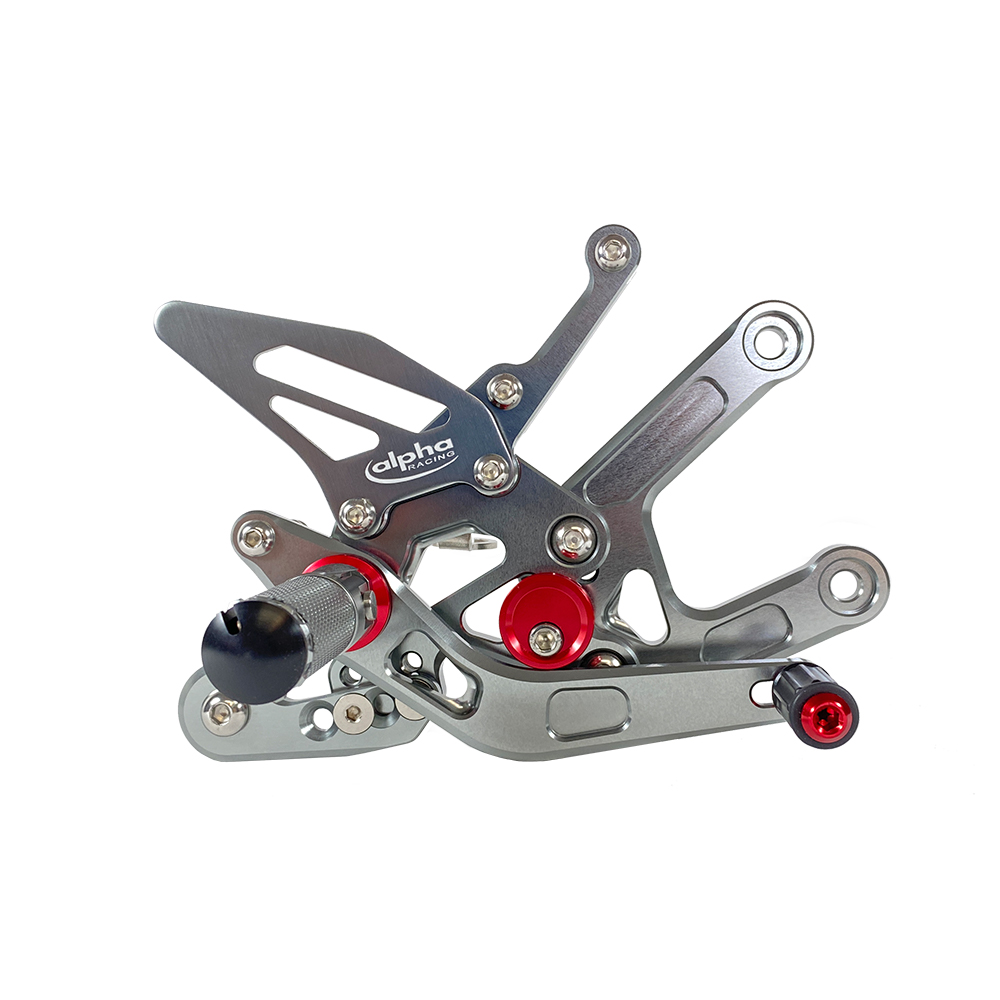 >TRACK< Sistema de reposapiés color titanio Yamaha YZF-R6 RJ11, RJ15, RJ27 2006- ABE