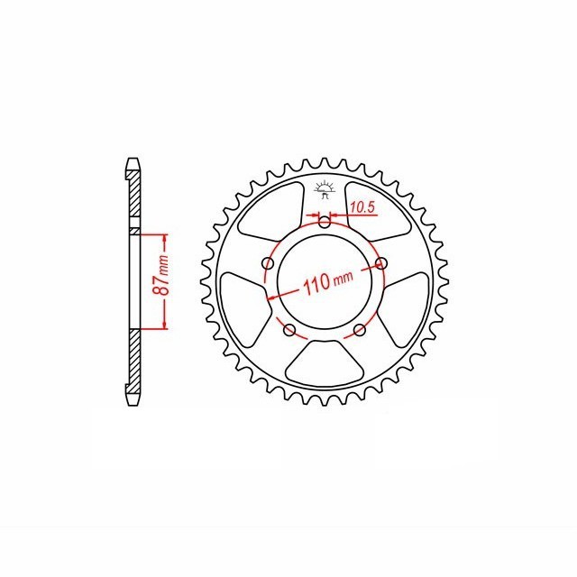 corona de Acero, 45 Dientes, Paso 532