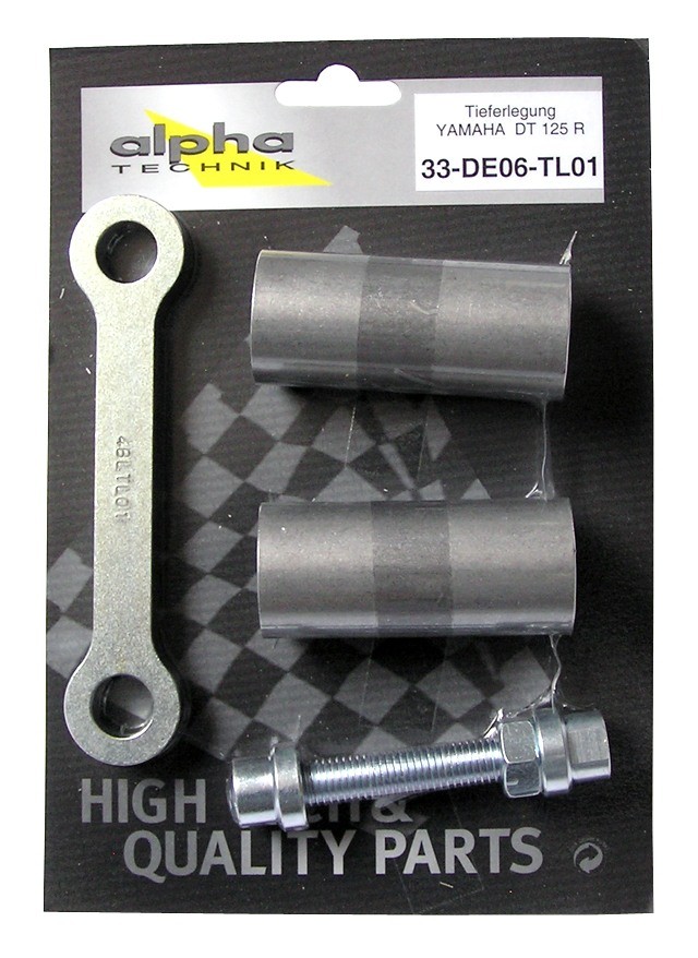 Kit de reducción de altura alpha Technik 50 mm para Yamaha DT125R,X; Tipo DE06; Año del modelo 2004-