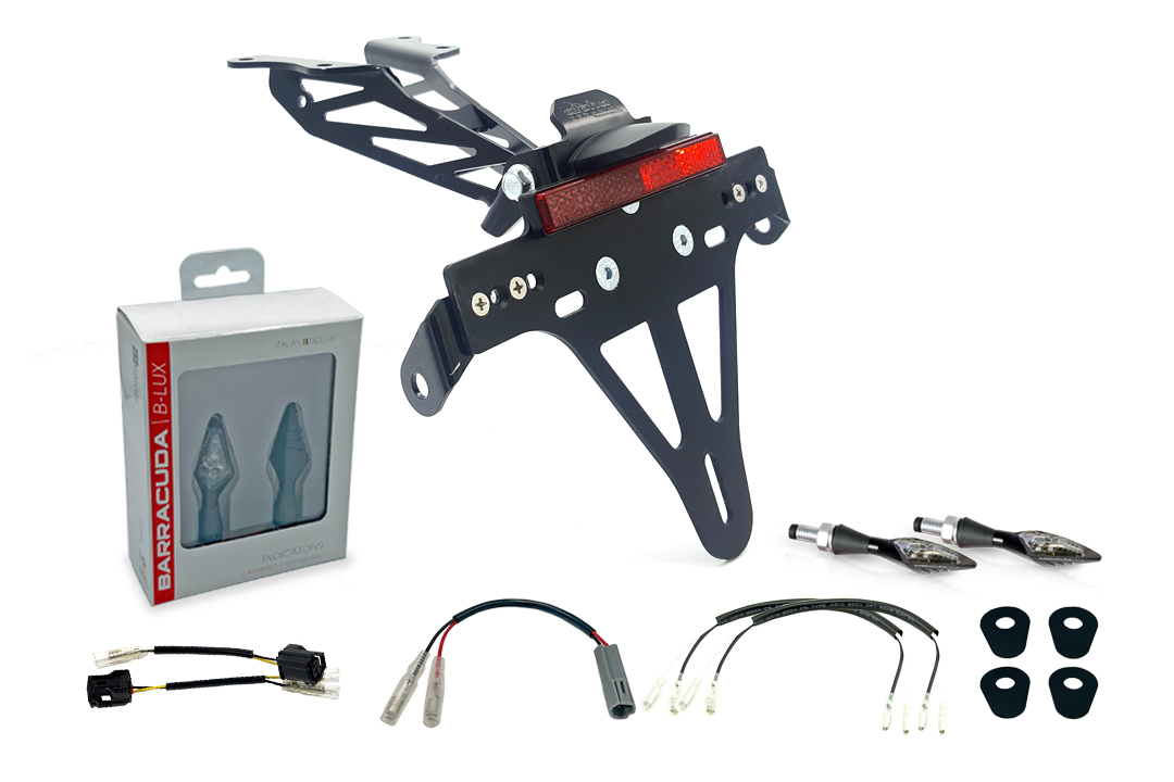 Kit de soporte de matrícula-luz de intermitente X-LED (anterior, delanteroe + trasero) de alpha Technik para Yamaha Tracer 700; a partir del año de modelo 2020