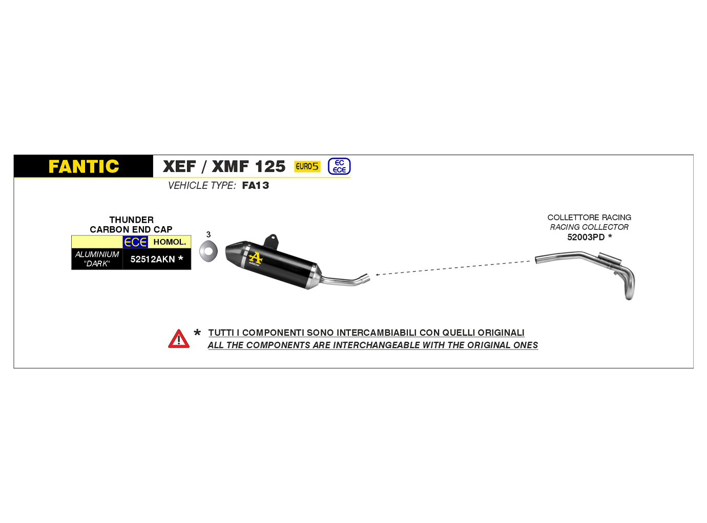 Colector de Competición ARROW para Fantic XEF / XMF 125 Año del modelo 2023-