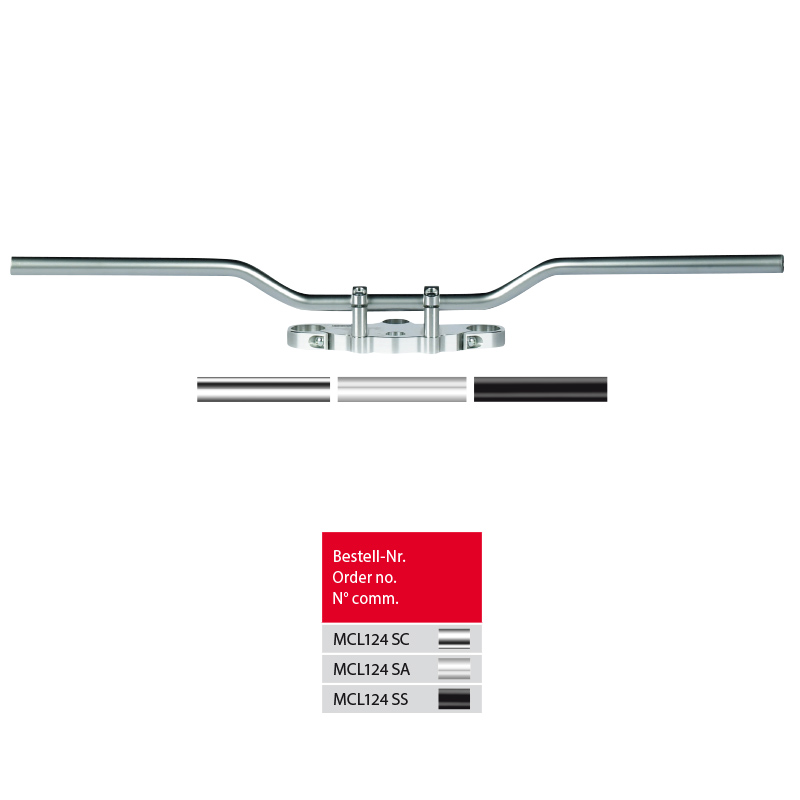 Manillar de acero TRW Superbike Speedfighter MCL124SC, cromado