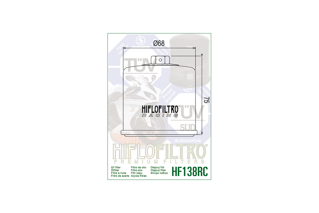 HIFLO filtro de aceite HF138RC Racing para Aprilia / Bimota / Cagiva / Kawasaki / Kymco / Sachs / Suzuki