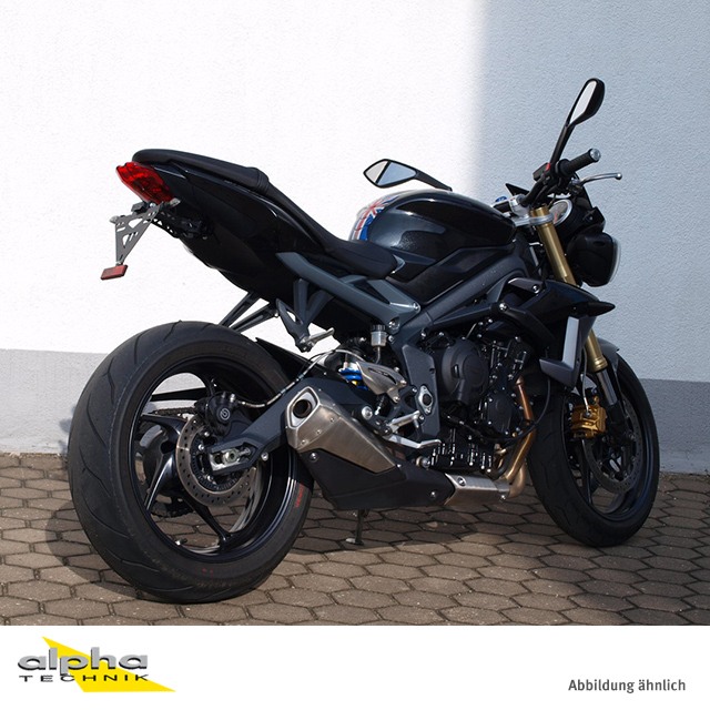 Soporte de matrícula alpha Technik Triumph Street Triple,R; Tipo L67LR; Año de modelo 2013-
