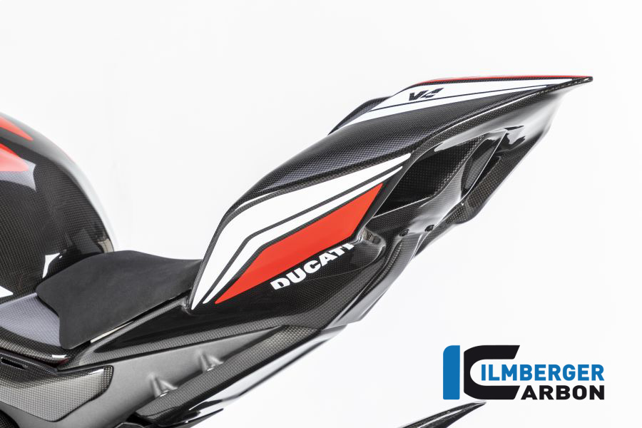 Carenado de asiento de carbono Ilmberger. Brillante, Ducati Panigale V4, V4S, V4R 2019-