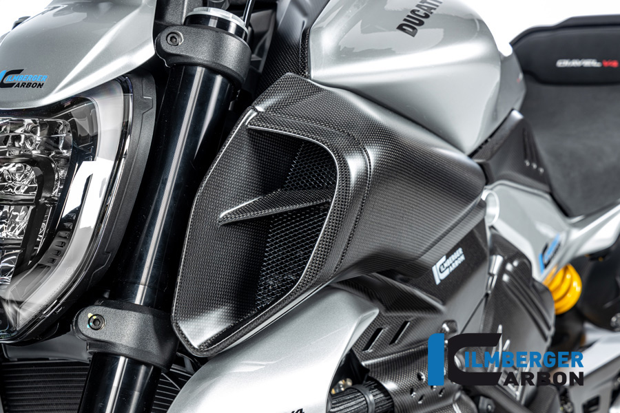 Carenado de entrada de canal de aire de carbono Ilmberger lado izquierdo, mate, Ducati Diavel V4, 2023-