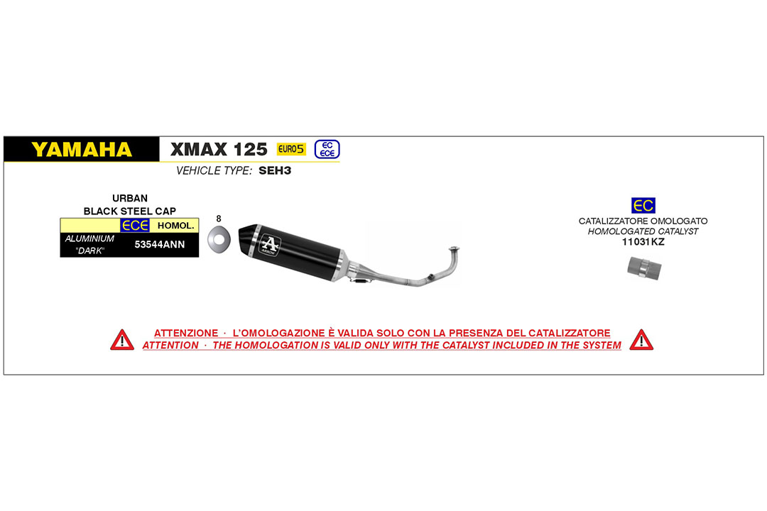 Escape ARROW DARK URBAN para Yamaha XMAX 125 año del modelo 2021-2022