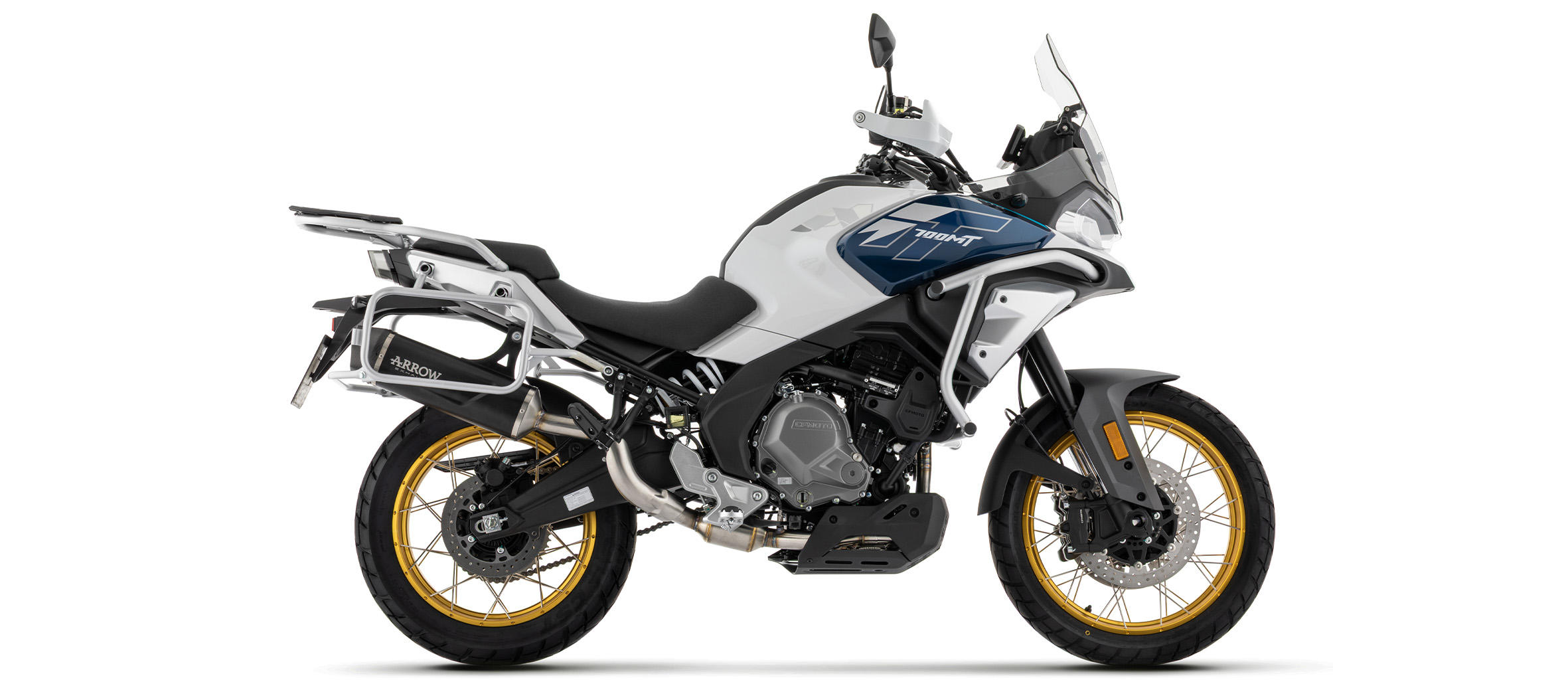 ARROW Escape DARK INDY RACE EVO para CF Moto 700MT Adventure, 2025-, Aluminio negro