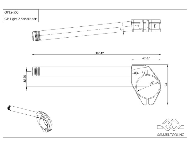 GILLES GP Light 2 manillar para horquilla de 53 mm negro