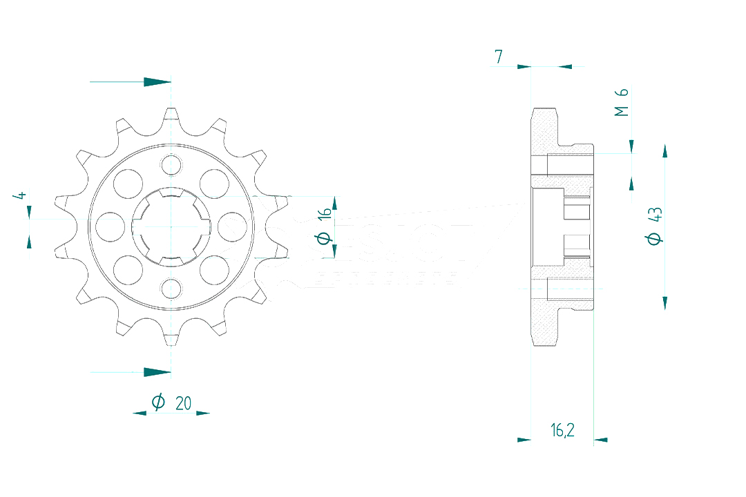 Piñón, 14 dientes, Paso 428