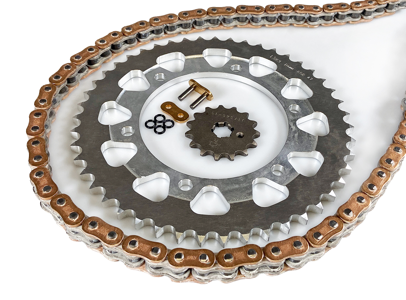 Kit de cadena EK-Chain 520 ZVX-3 para Kawasaki Versys año de modelo 2007-2014 Color Oro