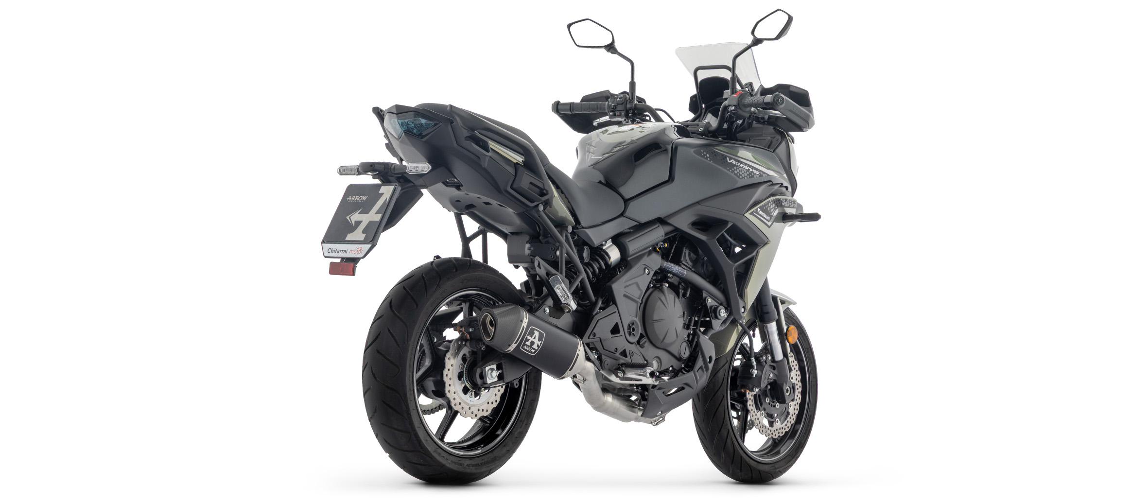 Sistema completo ARROW con VELOCE negro con tapa final de carbono para Kawasaki Ninja 650 (35kW), Z650 (35kW) 2024-, Versys 650 2025-