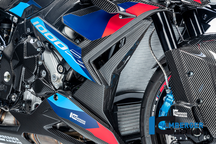 Cubierta de radiador de agua de carbono Ilmberger lado derecho, brillante, BMW M1000R 2023-