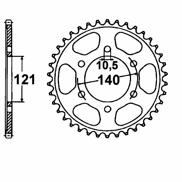 corona de Acero, 40 Dientes, Paso 530