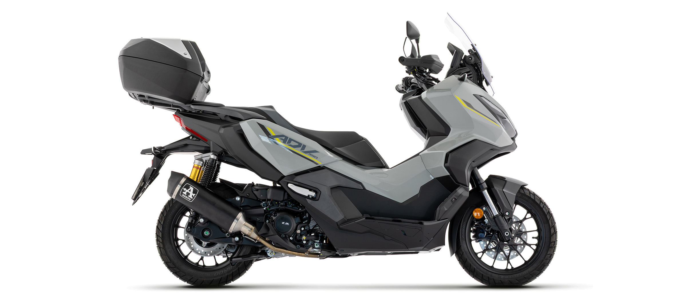 ARROW Escape DARK URBAN con tapa final de carbono para Honda ADV 350, 2025-