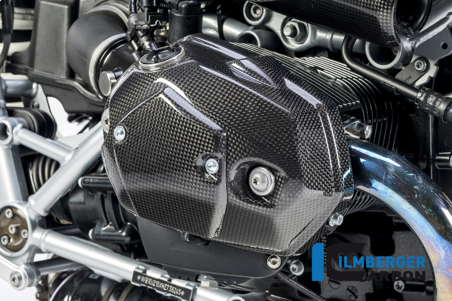 Ilmberger Carbon casquete de válvula lado derecho, brillante, BMW R nineT 2014-2017, R nineT Racer, Scrambler, Urban GS 2016-