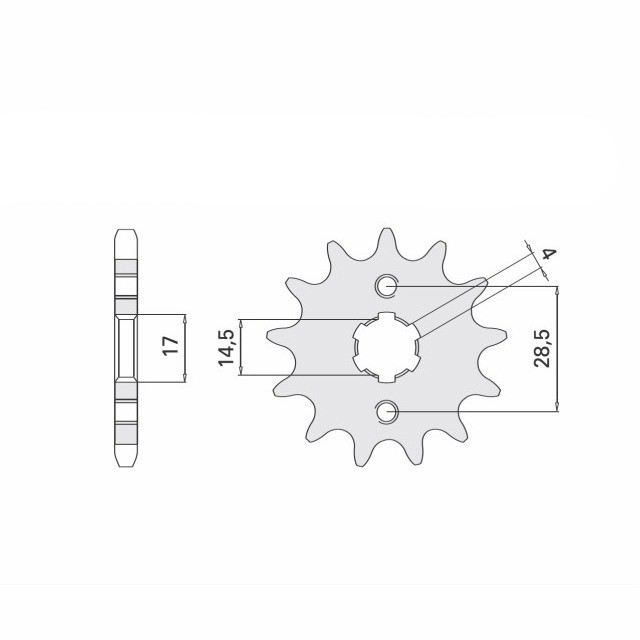 Piñón, 14 dientes, paso 420