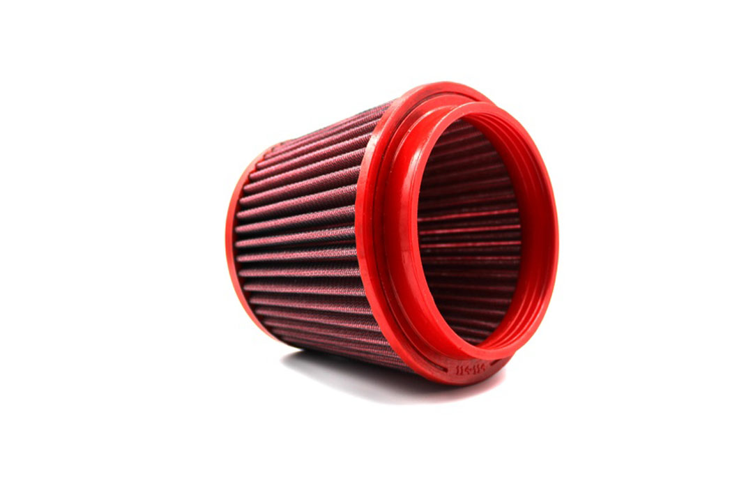 Filtro de aire deportivo universal BMC Cónico, 114 mm de diámetro, 130 mm de longitud, central, Tapa metálica