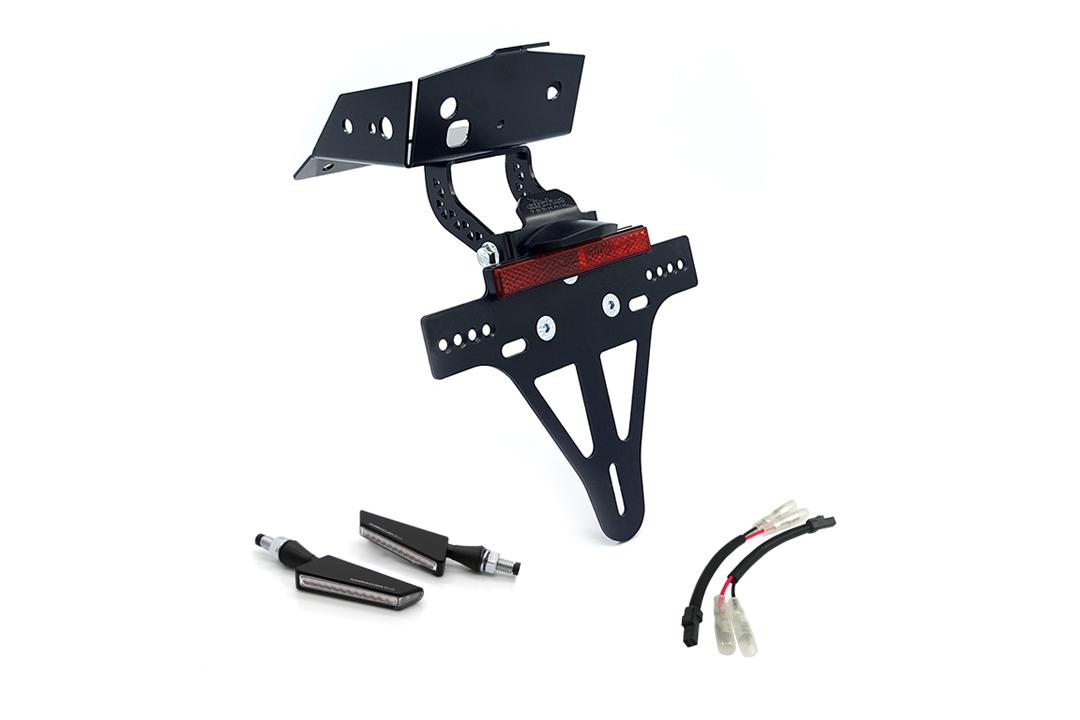 alpha Technik Kit de Soporte de Matrícula-luz de intermitente SQ-LED para KTM 690 SMC R a partir del año de modelo 2019 (Trasero)