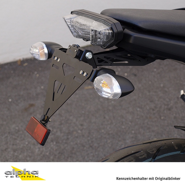 Soporte de matrícula alpha Technik para Yamaha MT09/ABS; Tipo RN29; Año del modelo 2013-2016