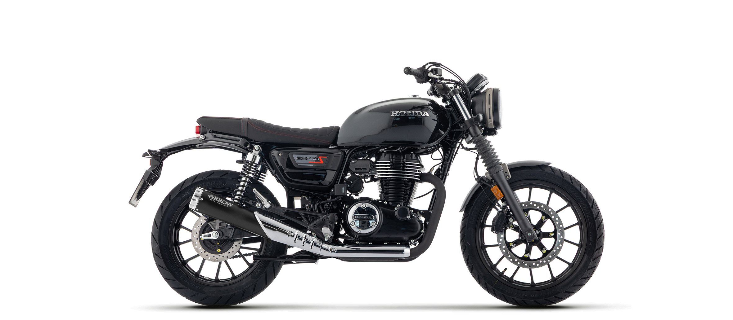 ARROW Escape REBEL Slip-On para Honda GB350S 2025-, acero inoxidable negro y tapa final de aluminio