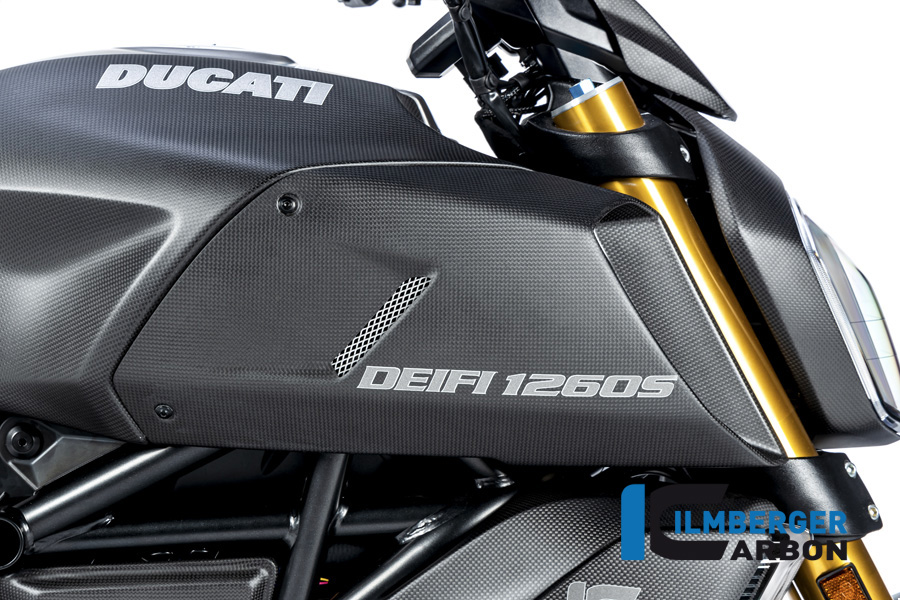 Carenado del conducto de admisión de aire Ilmberger Carbon lado derecho, mate Ducati Diavel 1260, 2019-