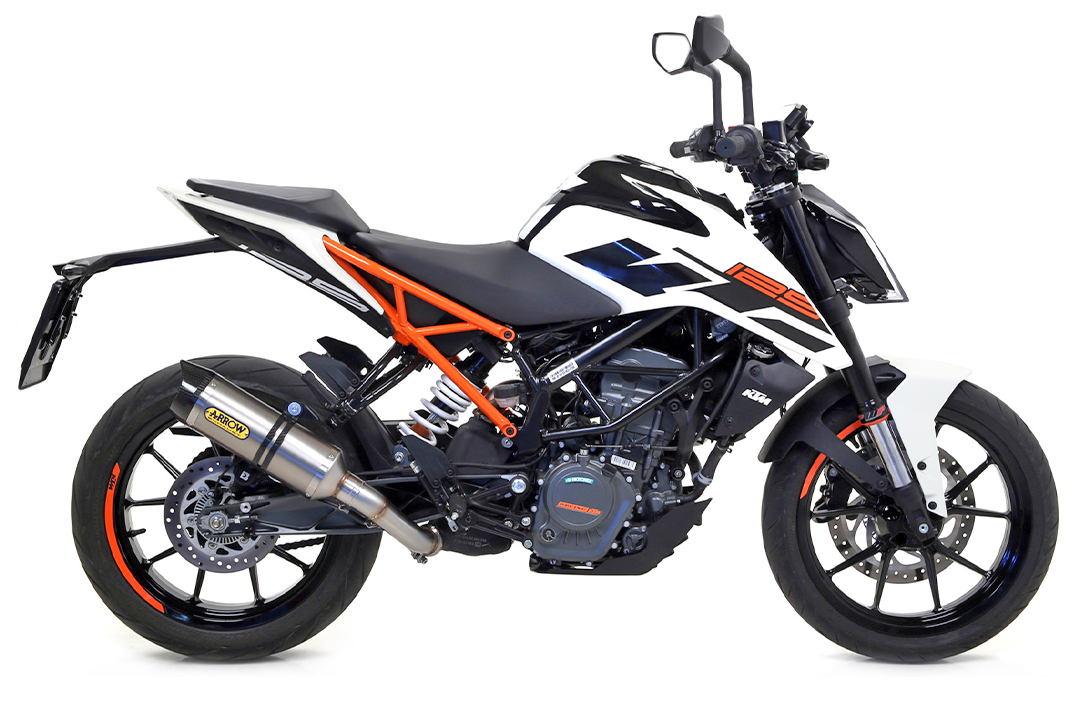 Silenciador ARROW THUNDER para KTM 125RC / 390RC / 125 DUKE / 390 DUKE 2017-2020, Titanio (Solo con tubo intermedio ARROW)