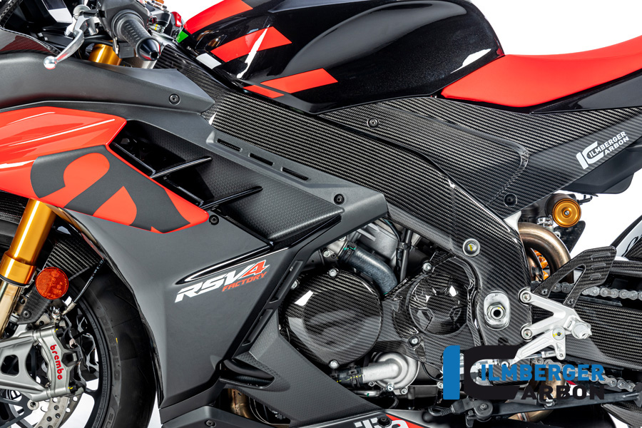 Cubierta de chasis de carbono Ilmberger lado izquierdo brillante para Aprilia RSV4 2021-