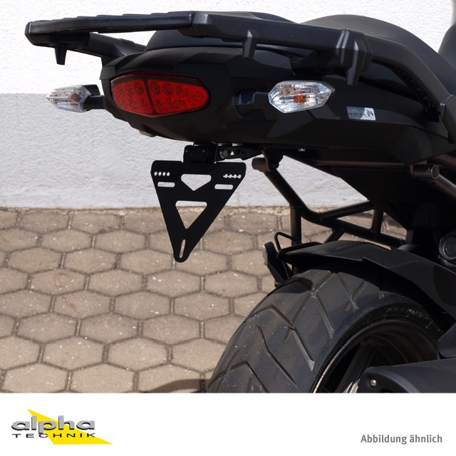 Soporte de Matrícula alpha Technik para Kawasaki Versys1000; Tipo LZT00A/B; Año del modelo 2012-2016