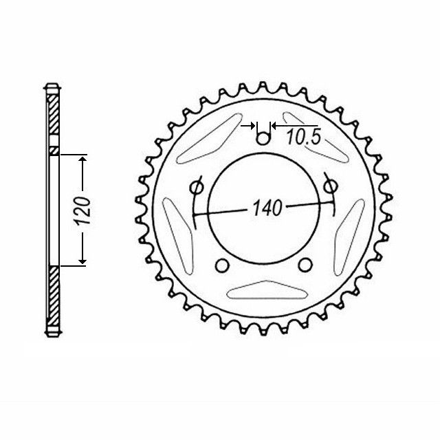 corona de acero, 42 dientes, paso 530