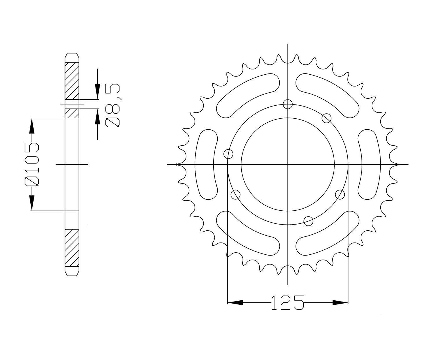 corona de Acero, 56 Dientes, Paso 428