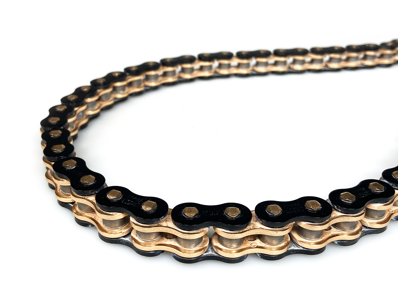 cadena ENUMA MVXZ-2 525, cadena de reemplazo OEM ideal - 124 eslabones - Color Negro - Dorado