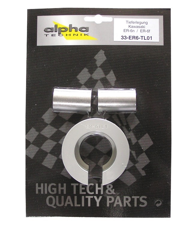 Kit de descenso alpha Technik 25mm Kawasaki ER6n, ER6f; Tipo ER650A, EX650A; Año del modelo 2005-