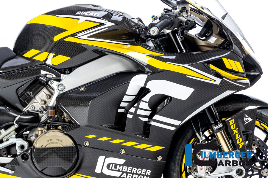 Ilmberger Carbon Carenado Lateral lado derecho Racing, brillante, Ducati Panigale V4, V4S, V4R 2019-
