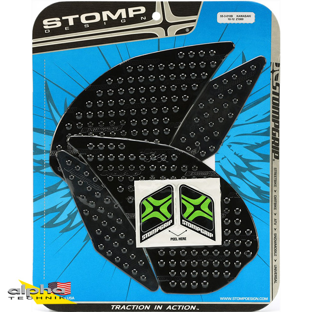 Stompgrip negro, Volcano, para Kawasaki Z1000, 2010-2016
