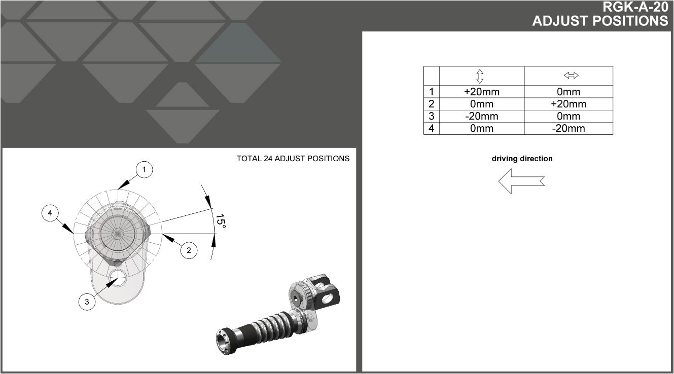 Gilles Tooling RGK2 Brazo, Desplazamiento 20mm, negro para Yamaha YZF-R1