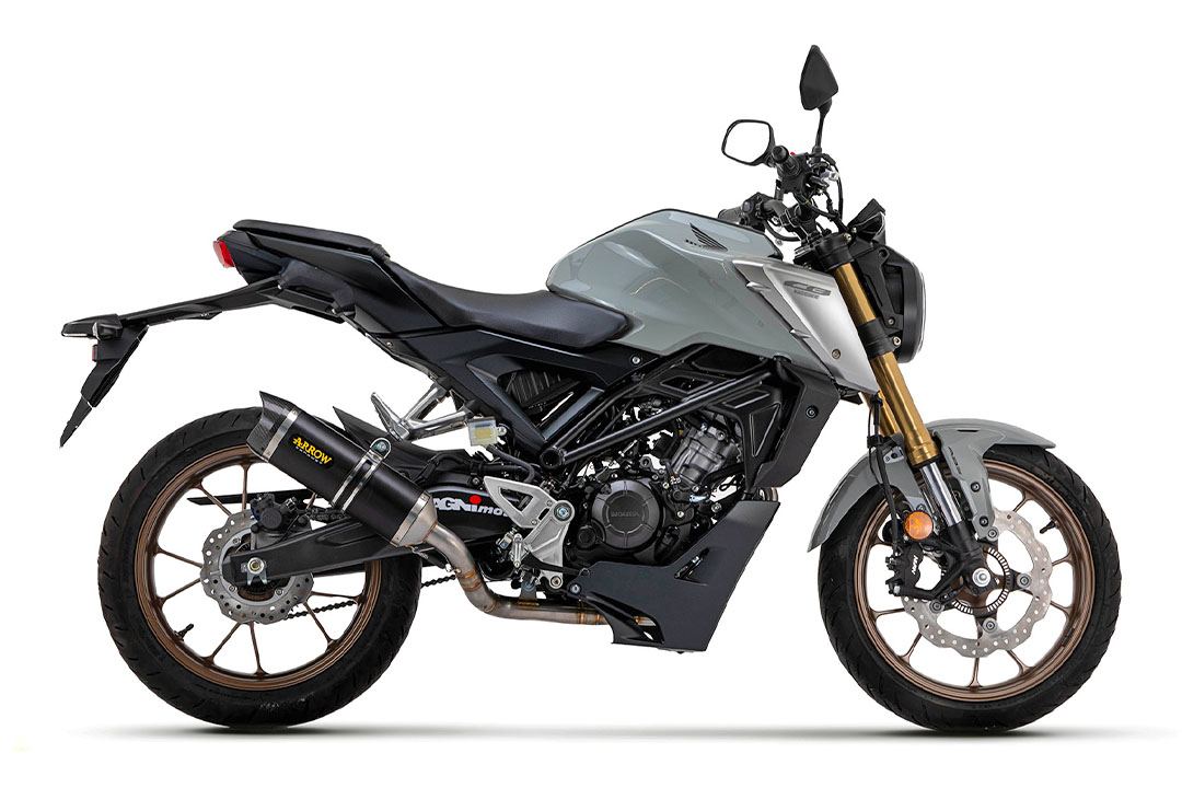 ARROW THUNDER DARK Aluminio sistema de escape para Honda CB125R a partir del año de modelo 2021-