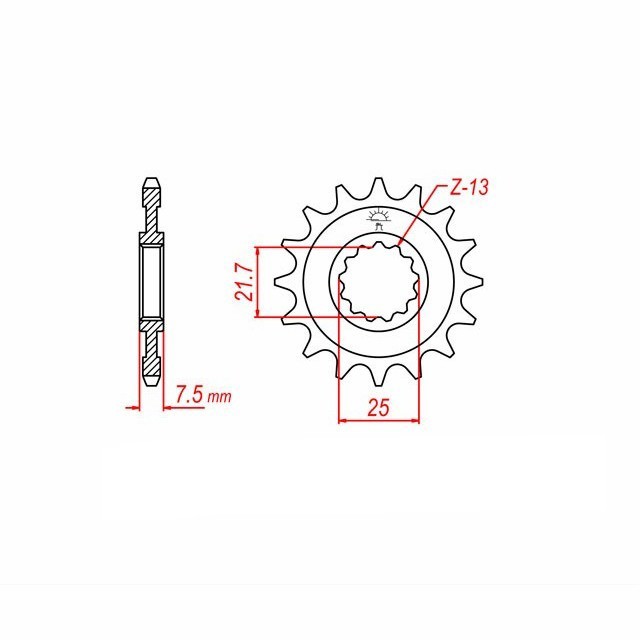 Piñón amortiguado, 16 dientes, Paso 520