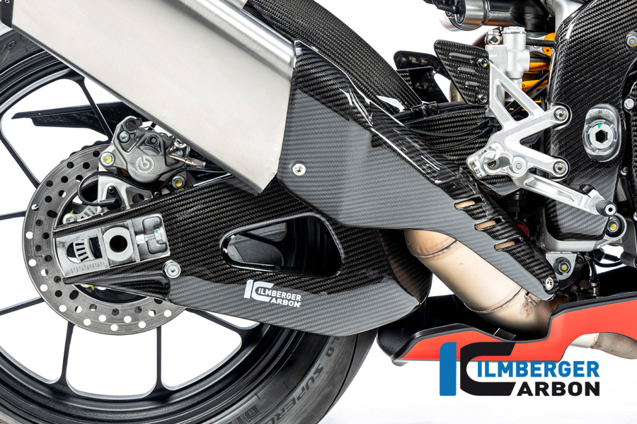 Protector de Basculante de Carbono Ilmberger lado derecho brillo para Aprilia RSV4 / Tuono V4 2021-