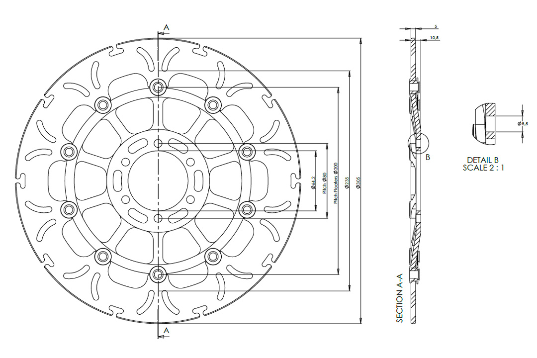 alpha Technik disco de freno Omega-Design ABD33, anterior, delanteroe para KTM 950 SMR / SMT, 990 SM LC8 / SMT / SMR