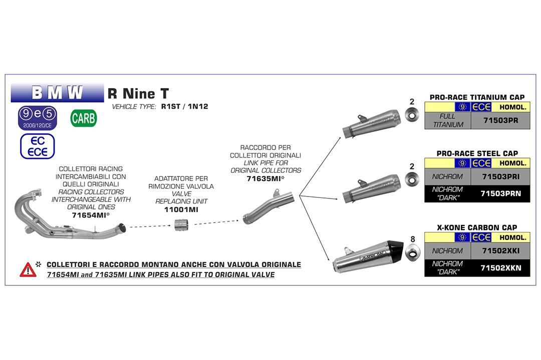 ARROW Escape X-KONE para BMW RNineT 2014-, Acero Inoxidable (Solo con tubo intermedio ARROW)