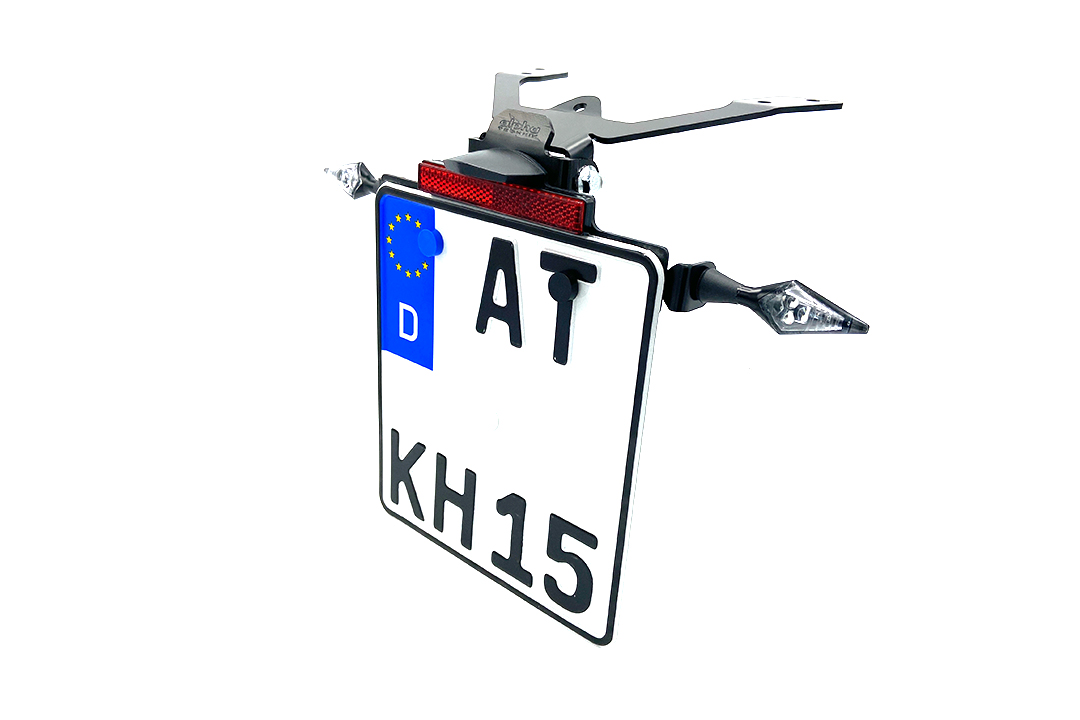 Soporte de matrícula alpha Technik para Kawasaki ER-6F / ER-6N; Tipo EX650C / ER650C; Año del modelo 2009 - 2011