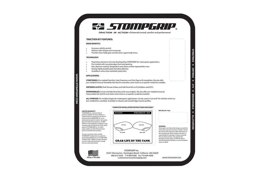 Almohadilla de tracción híbrida Stompgrip depósito de gasolina Pad, Icon, para Triumph Daytona 675 (R), Street Triple (R, RX)