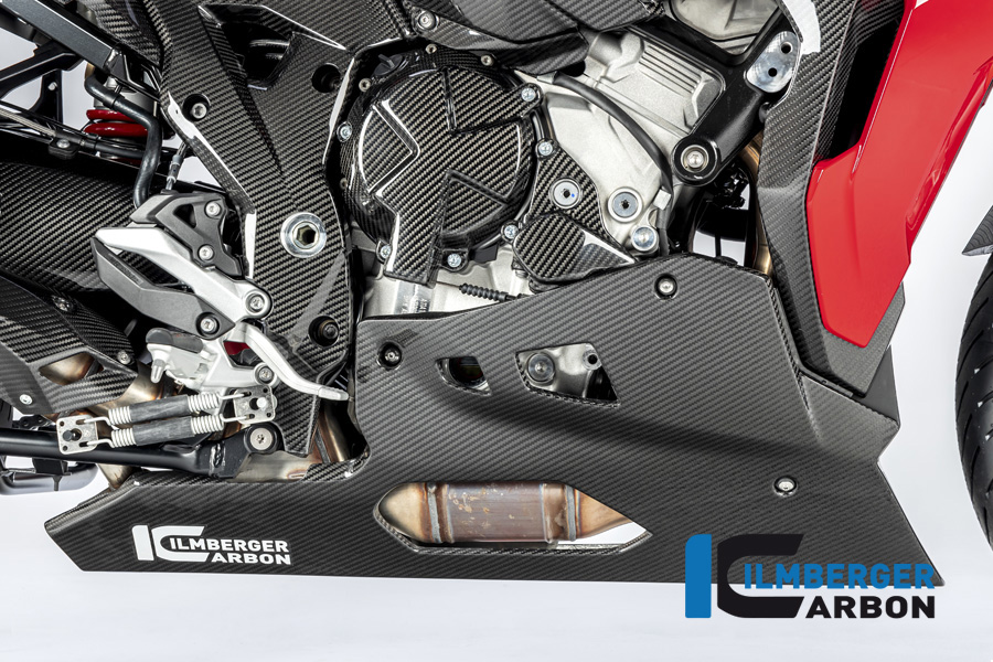 Spoiler de motor de carbono Ilmberger versión larga con caballete central, brillante, BMW S1000XR 2020-2023