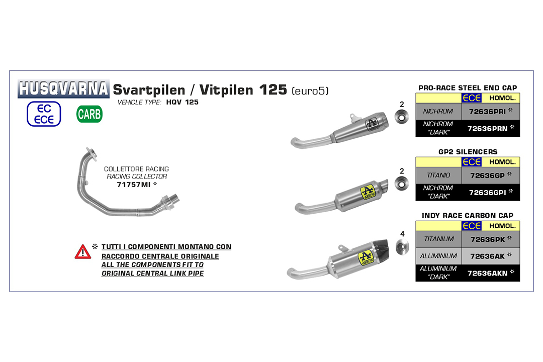 Escape ARROW DARK INDY RACE Aluminio para Husqvarna Svartpilen 125 Año del modelo 2021-