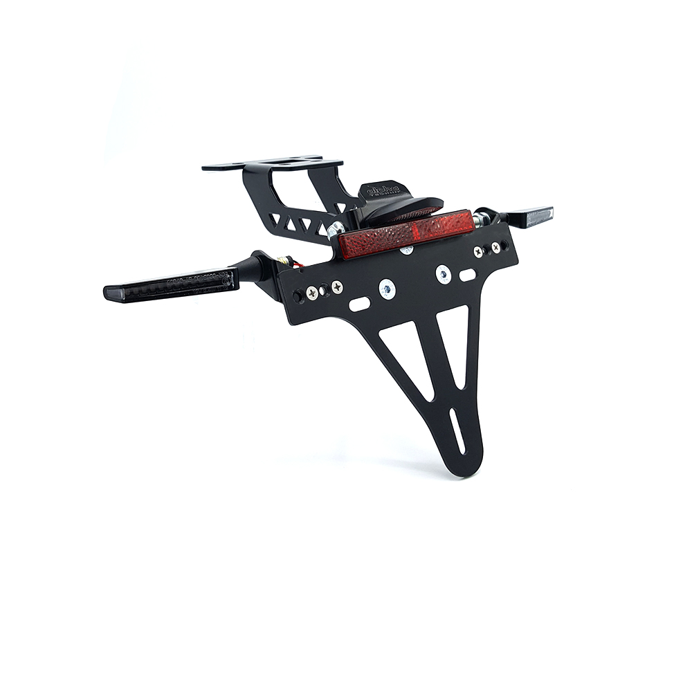 Kit de Soporte de Matrícula-luz de intermitente alpha Technik SQ-LED (anterior, delanteroe + trasero) para Kawasaki Z650 y Ninja 650 Tipo: ER650K / EX650M a partir del año de modelo 2020