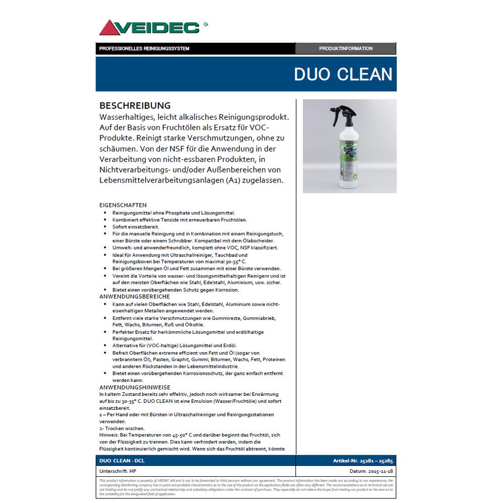 VEIDEC - Limpiador "Duo Clean 17"