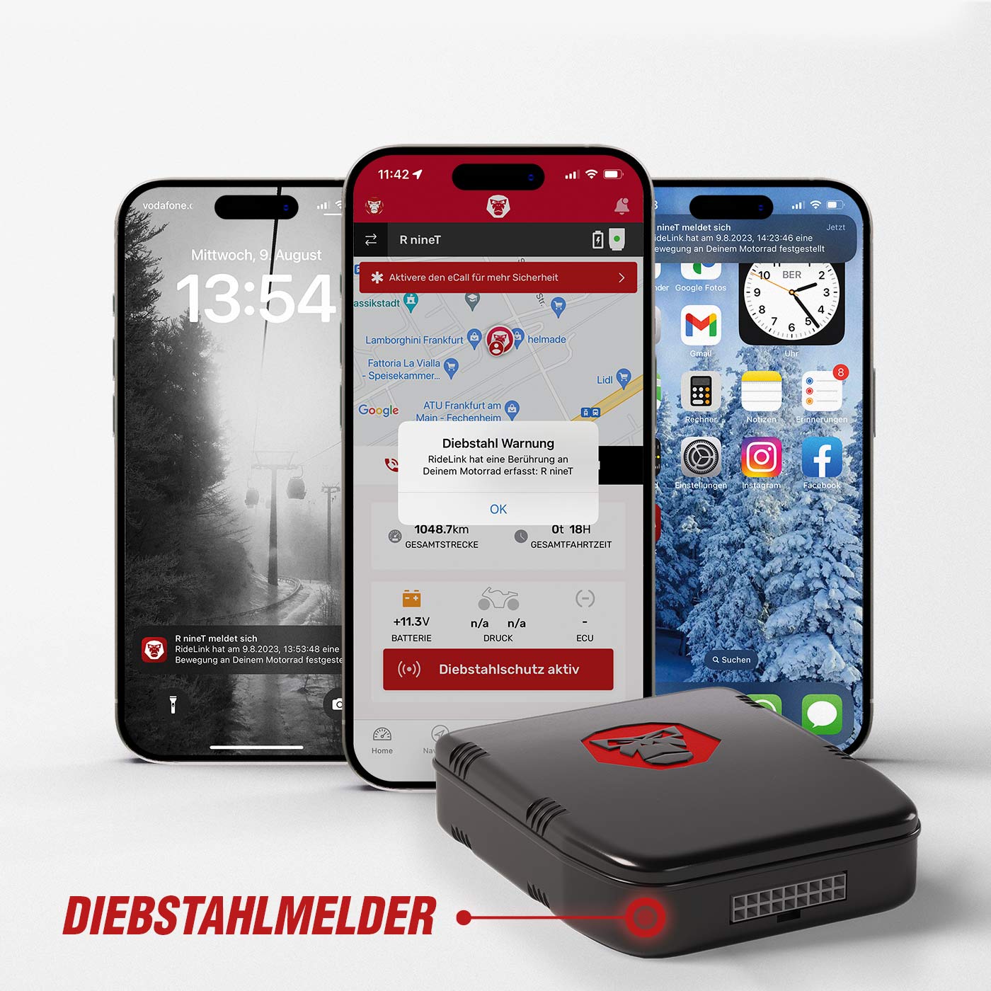 RideLink WingMan Pro 4G – Seguridad inteligente con seguimiento en vivo, eCall, protección antirrobo y análisis de conducción para tu motocicleta