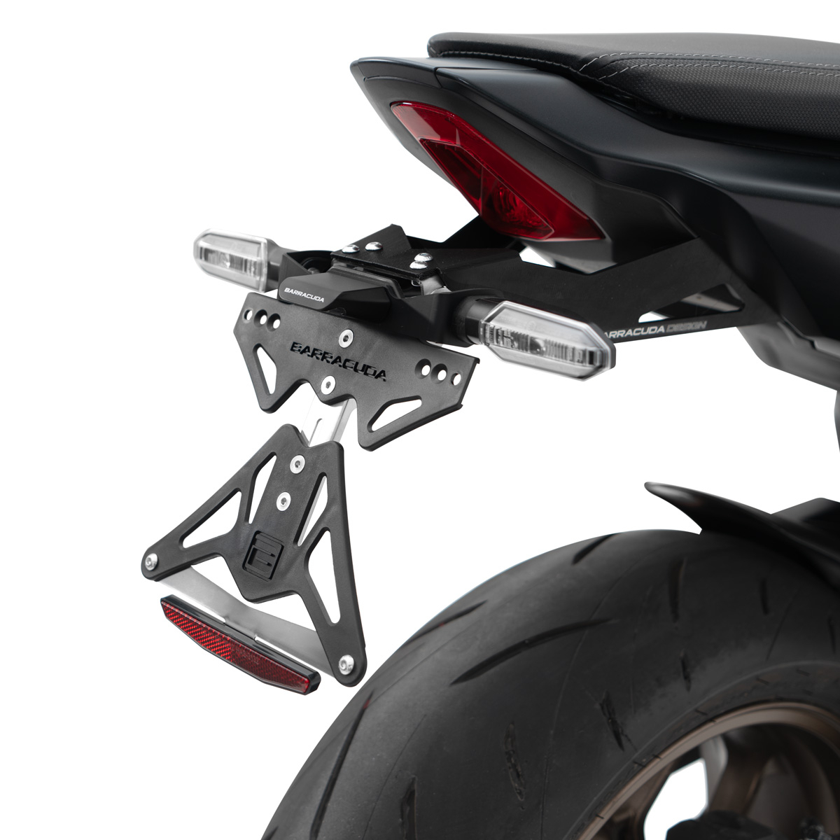 Soporte de matrícula Barracuda para Honda CB650R CBR650R 2024- para usar con los luz de intermitenten originales