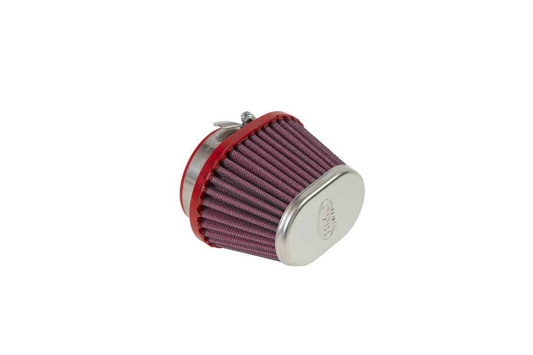 Filtro de aire deportivo universal BMC Cónico, 55 mm de diámetro, 70 mm de longitud, central, Tapa cromada